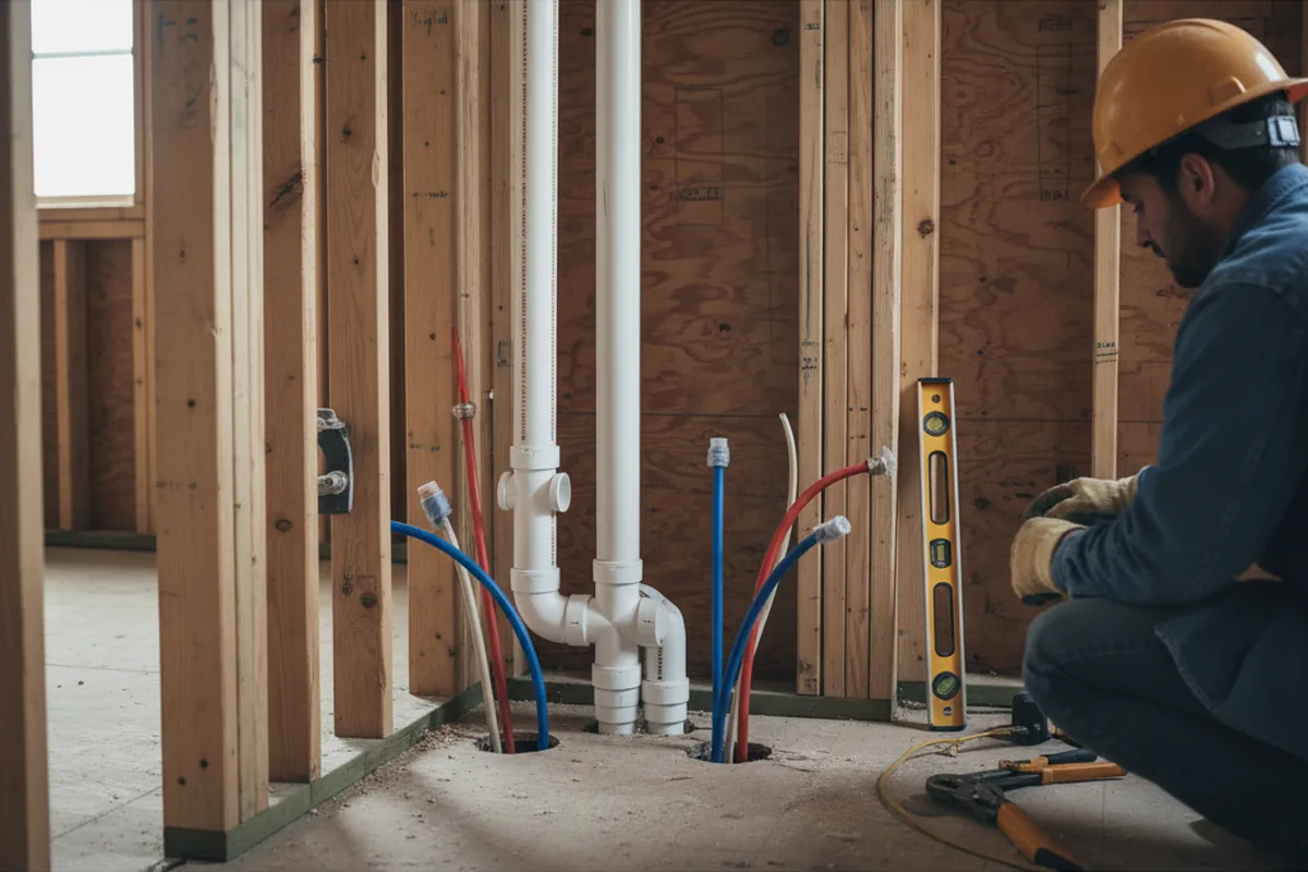 Drain and supply rough-in during Sump Pump Repair in Winnabow